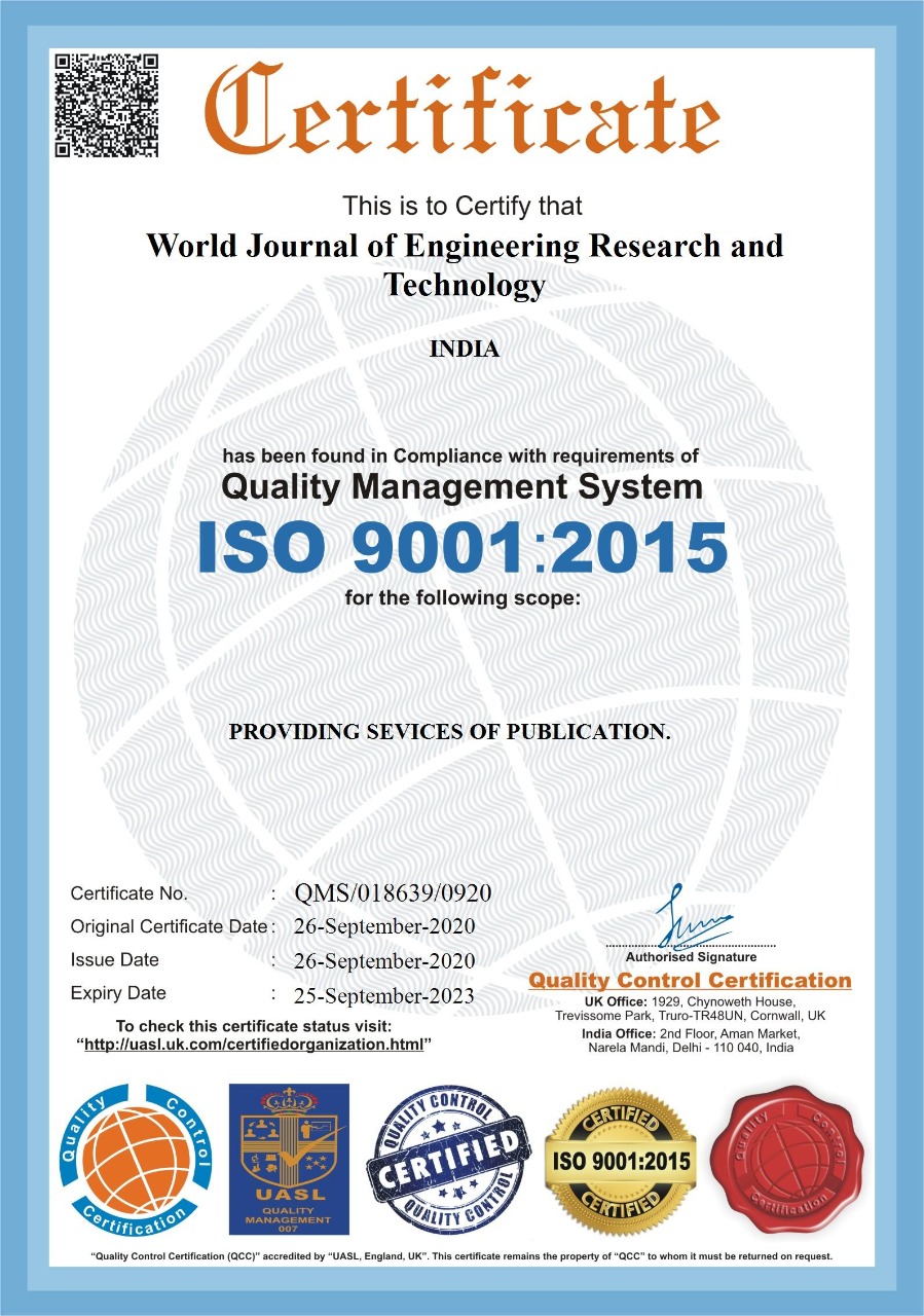 world journal of engineering research and technology wjert